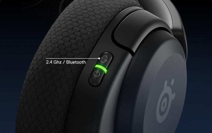 Close look on a switched on button, which glows in green.
