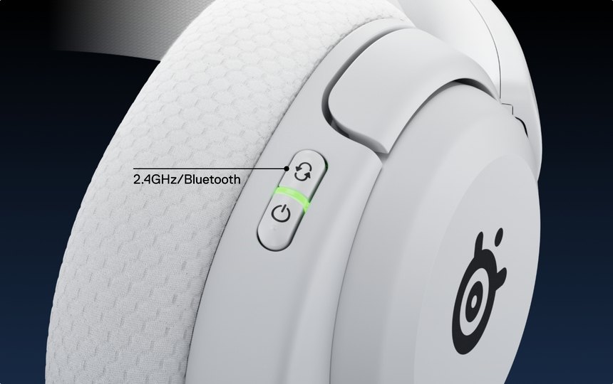Close look on a switched on button, which glows in green.